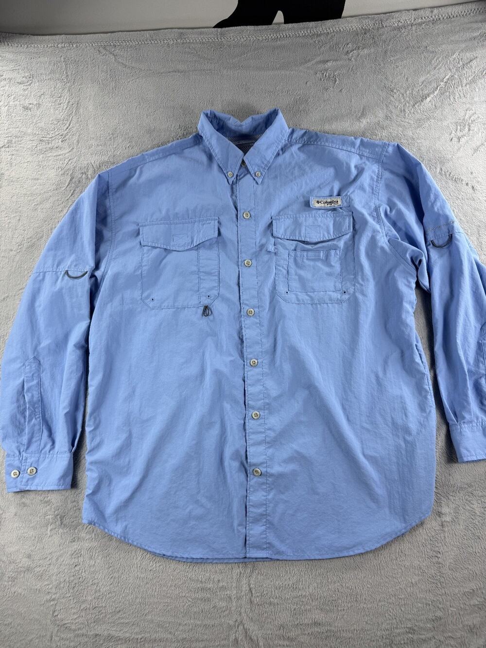 Columbia PFG Omni-Shade Vent Shirt Mens M Blue Long Sleeve Fishing Outdoor